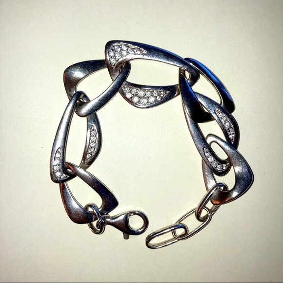 Sterling silver chain bracalet with stones - Picture 1 of 11